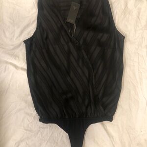 Guess Black Striped Bodysuit